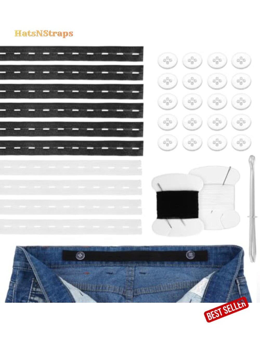 Pants Waist Tightener Extender with Buttons Sewing Kit for Women Men